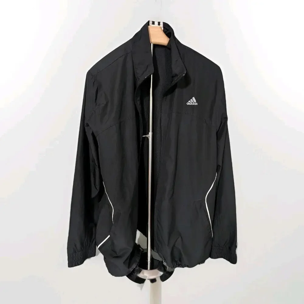 Woman's Adidas Zip Up Windbreaker Golf Jacket 3 Stripes Size M NWOT
